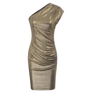 Gold/Glitter one shoulder cocktail party dress